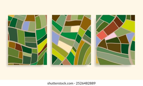  conjunto de plano de fundo do vetor do modelo plano colorido dos campos de fazenda