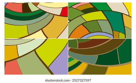 campos de fazenda vista aérea colorido plano vetor plano fundo conjunto