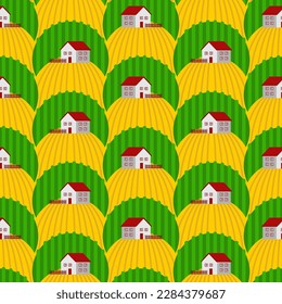 Farm- und Feldmuster nahtlos. Ranch und Ackerland, Hintergrund