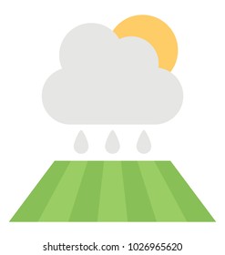 
A farm fields with sunny cloudy weather flat icon
