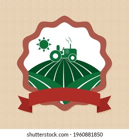 farm fields and tractor badge