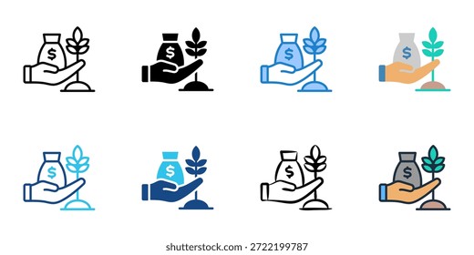 Farm financing icons set multiple style collection. Editable stroke 
