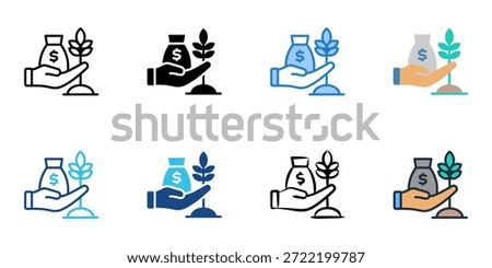 Farm financing icons set multiple style collection. Editable stroke 
