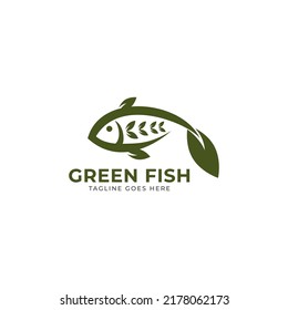 Plantilla para el logotipo de la hoja de pescado de granja