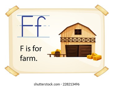 Cartel de la tarjeta flashcard de granja con letras