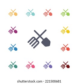 farm flat icons set. Open round colorful buttons. Vector 