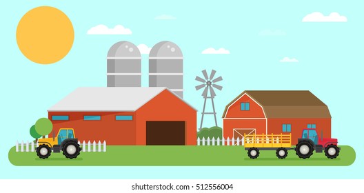 Farm flat Landscape. Natural background, organic farm products.
