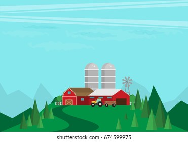 Farm flat Landscape. Natural background, organic farm products.