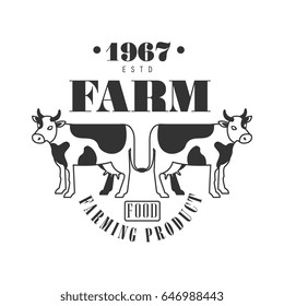 Farm food farming product estd 1967 logo. Black and white retro vector Illustration
