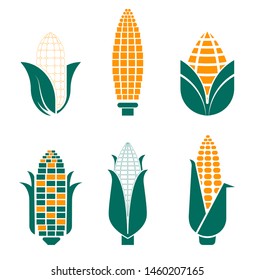 Farm food and field plant corn vegetables isolated icons vector crop or harvest grain or cereal organic green product farming and agriculture, growing and cultivation natural nutrition emblem or logo