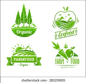 Farm food logos. Vector design illustration for web design development.