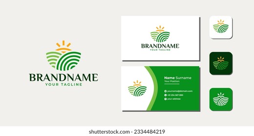 Farm Food with Sun Logo Bundle With Business Card And Icon vector