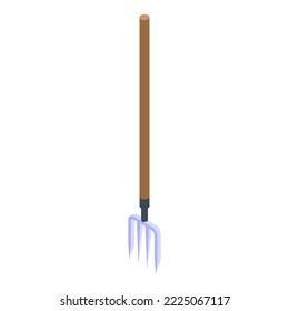 Farm fork icon isometric vector. Hay bale. Grass wheat