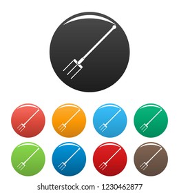 Farm fork icons set 9 color vector isolated on white for any design