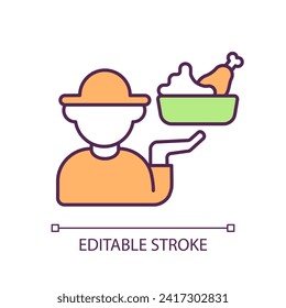From farm to fork RGB color icon. Locally grown. Organic food. Fresh product. Farmer market. Sustainable agriculture. Isolated vector illustration. Simple filled line drawing. Editable stroke