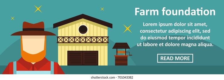 Farm foundation banner horizontal concept. Flat illustration of farm foundation banner horizontal vector concept for web