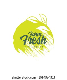 Farm Fresh, Bio and Natural Sticker Vector Illustration - Farm Fresh Sticker