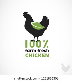 Farm Fresh Chicken Icon & Logo Illustration. 100% Organic Meat Modern Vector