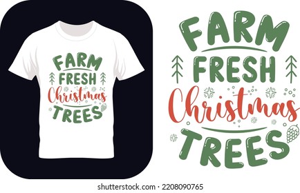 Granja Fresca archivos vectores de árboles de Navidad, granja de tipografía árboles frescos de Navidad para el diseño de camisetas
