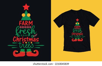 farm fresh christmas trees - Christmas t shirt design free vector svg design template, december