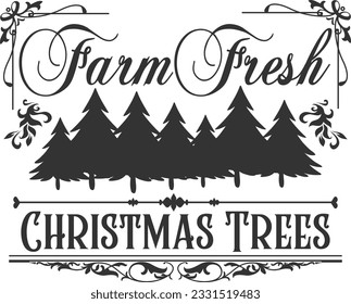 Farm Fresh Christmas Trees - Vintage Christmas Print