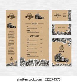 Farm fresh delivery design template. Organic shop identity. Vector illustration