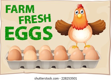 Farm fresh eggs poster with chicken