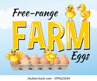 Farm fresh eggs poster design illustration