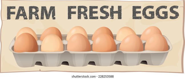 Afiche de huevos frescos de granja con texto