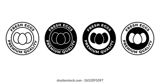 Farm Fresh Eggs Premium Quality Icon Black and White Circular Design Vector Illustration Template