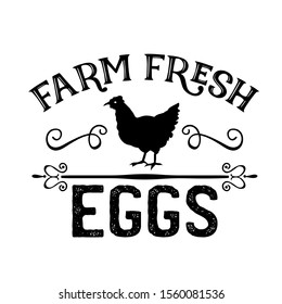 Farm Fresh Eggs vector file. Chicken, kitchen clip art. Farmhouse wall decor. Isolated on transparent background.