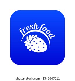 Farm fresh food icon blue vector isolated on white background