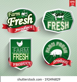 Farm fresh food label, badge or seal. Vector.