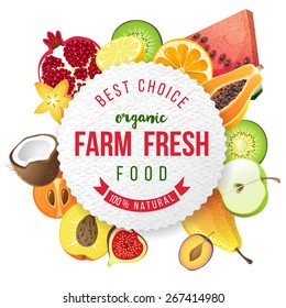 farm fresh fruits emblem