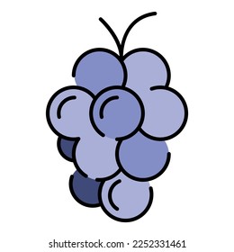 Farm fresh grape icon. Outline farm fresh grape vector icon color flat isolated on white