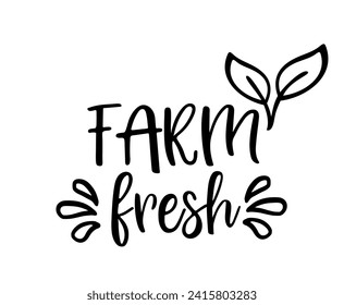 FRISCHE FRISCH. Handgezeichnete Doodles Stempel, Abzeichen, Logo, Symbol, Etikett. Schriftart mit Vektorbürsten - Bauernhof frisch auf weißem Hintergrund. Frische natürliche Produkte Marke Herz-Zeichen Symbol.