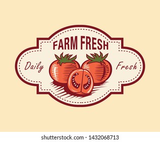 Farm fresh hand drawn logo design template