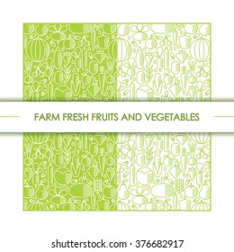 Farm fresh healthy food vector template banner. Organic vegetables poster background. 