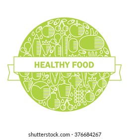 Farm fresh healthy food vector sign. Organic vegetables stamp or logo. 