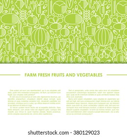 Farm fresh healthy food vector template banner. Organic vegetables poster background. 