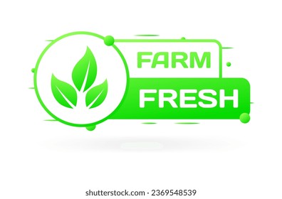 Farm Fresh icon. Flat, green, leaf in a circle, farm fresh sign, green planet, farm fresh sign. Vector icon