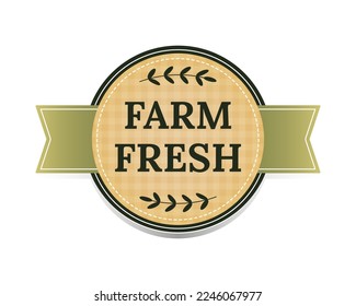Farm fresh label, icon, sign. Sticker for organic products. Organic food badge. Vector illustration.
