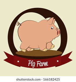 farm fresh label over cream  background vector illustration