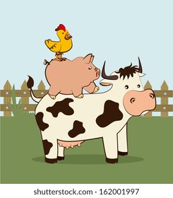 farm fresh label over field background vector illustration
