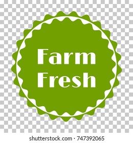 Farm fresh label vector, emblem round icon for natural products packaging, food pack. Fresh products from farm sign, tag circle stamp, logo shape label graphic design.