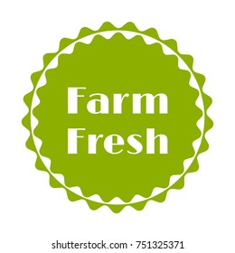 Farm fresh label vector, emblem round icon for natural products packaging, food pack. Fresh products from farm sign, tag circle stamp, logo shape label graphic design.
