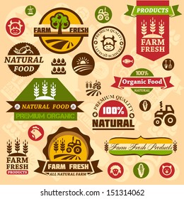 Farm fresh labels. Organic Farming isolated vector sign set.