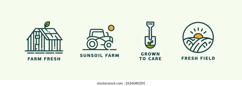 Farm fresh line style logo design for organic products and agricultural branding
