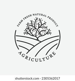farm fresh logo line art icon design