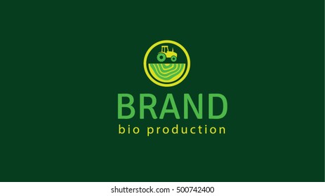 Farm fresh logo representing fork and farm logo. Organic food logo. Bio fresh food emblem. Vegetables emblem. Fresh food emblem. 